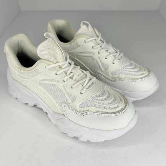 Womens Ivory Low Top Mesh Lace Up Athletic Sneakers Size 9 Running Shoes - Picture 2 of 10